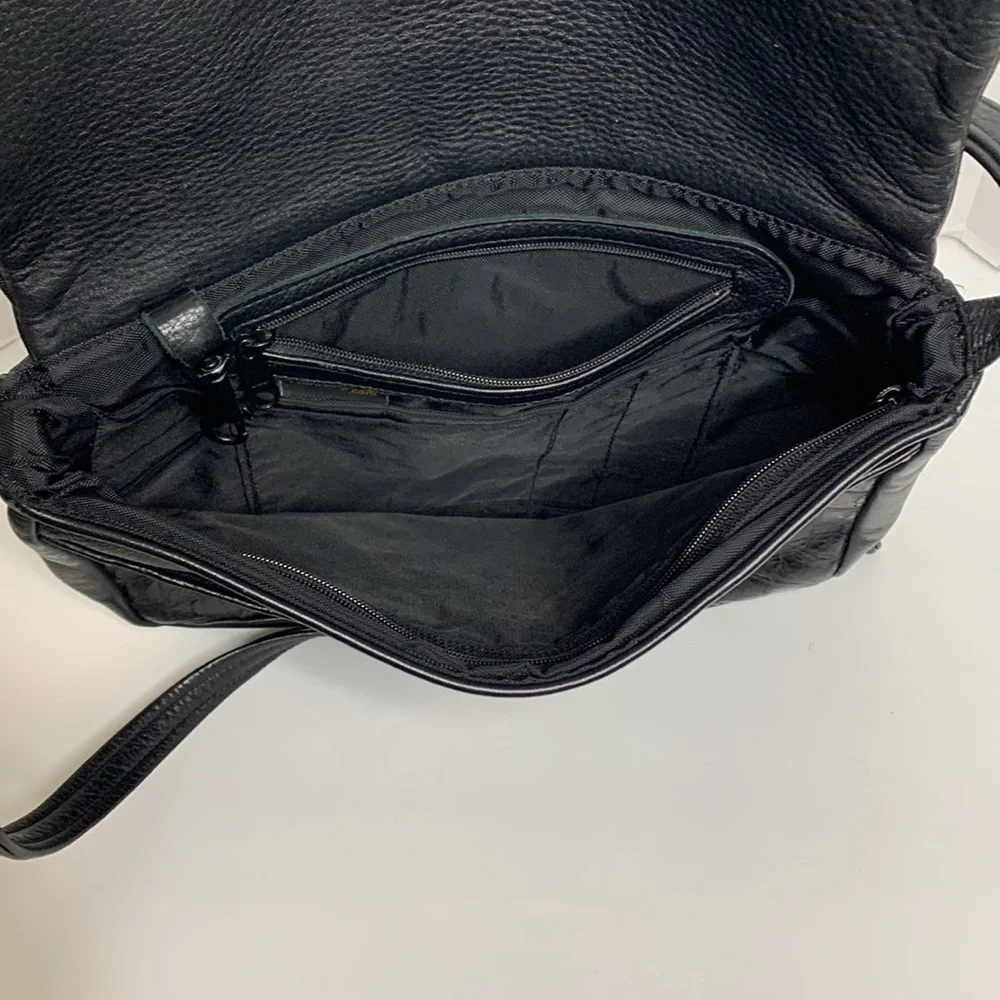 AnnRingness | Black Heavy Laptop Nag | Floral Engraved Multi Compartment Satchel